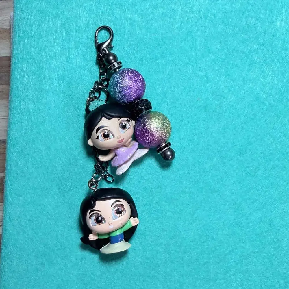 Disney Doorables Mulan and Ballerina Custom Beaded Keychain